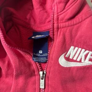 Nike Girls Bright Pink Full-Zip Hoodie with White Logo